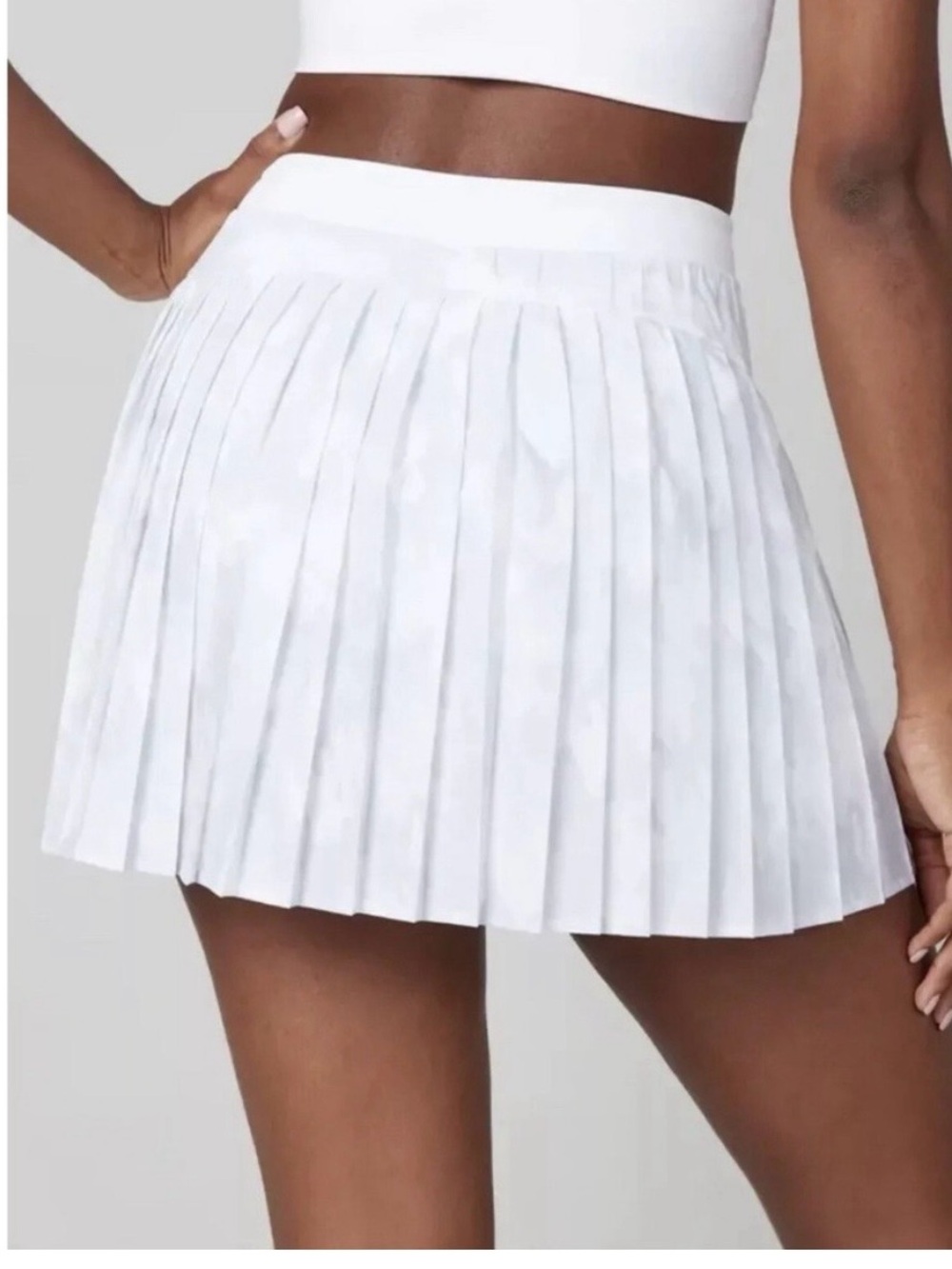 {Spanx} White Pleated Tennis skirt